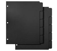 3 Ring Binder Dividers with 5-Tabs for Letter Size, 1/5 Cut, 3-Hole Punched, Write & Erase Plastic Binder Dividers Extra Durable Section Index Dividers for Binders, Pack of 2 Sets, 10 Dividers Total