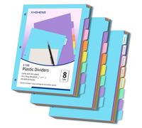 3 Ring Binder Dividers with TAB,24PCS/3 Set Plastic File Dividers,8 Tab 3 Hole Punch Dividers,Pastel Color,Letter Size,3 Sets