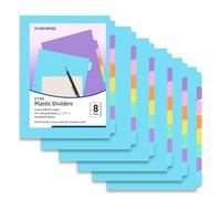 3 Ring Binder Dividers with TAB,48PCS/6 Set Plastic File Dividers,8 Tab 3 Hole Punch Dividers,Pastel Color,Letter Size,6 Sets
