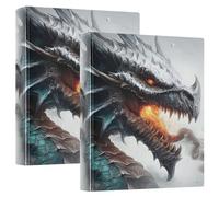 3 Ring Binder Dragon's Head Spitting A4 Binders with Clip Hold 200 Sheets with PVC Pockets Files Organisation for School Office Supplies 2 Pack