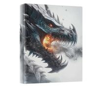 3 Ring Binder Dragon's Head Spitting Fire A4 Binders with Clip Hold 200 Sheets with PVC Pockets Files Organisation for School Office Supplies 1 Pack