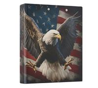 3 Ring Binder Eagle American Flag A4 Binders with Clip Hold 200 Sheets with PVC Pockets Files Organisation for School Office Supplies 1 Pack