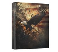 3 Ring Binder Eagle and American Flag-04 A4 Binders with Clip Hold 200 Sheets with PVC Pockets Files Organisation for School Office Supplies 1 Pack