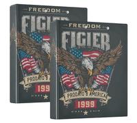 3 Ring Binder Eagle Flag A4 Binders with Clip Hold 200 Sheets with PVC Pockets Files Organisation for School Office Supplies 2 Pack