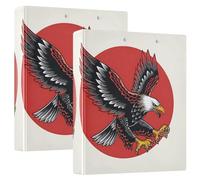 3 Ring Binder Eagle Red Sun A4 Binders with Clip Hold 200 Sheets with PVC Pockets Files Organisation for School Office Supplies 2 Pack