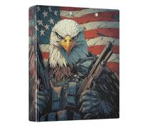 3 Ring Binder Eagle with American Flag-03 A4 Binders with Clip Hold 200 Sheets with PVC Pockets Files Organisation for School Office Supplies 1 Pack