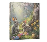 3 Ring Binder Easter Forest Bunny A4 Binders with Clip Hold 200 Sheets with PVC Pockets Files Organisation for School Office Supplies 1 Pack