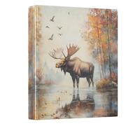 3 Ring Binder Elk Standing in Water A4 Binders with Clip Hold 200 Sheets with PVC Pockets Files Organisation for School Office Supplies 1 Pack
