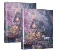 3 Ring Binder Fantasy Fairy Tale House A4 Binders with Clip Hold 200 Sheets with PVC Pockets Files Organisation for School Office Supplies 2 Pack