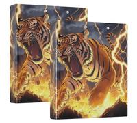 3 Ring Binder Fierce Tiger A4 Binders with Clip Hold 200 Sheets with PVC Pockets Files Organisation for School Office Supplies 2 Pack