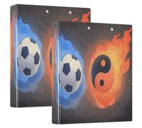 3 Ring Binder Flames Soccer A4 Binders with Clip Hold 200 Sheets with PVC Pockets Files Organisation for School Office Supplies 2 Pack