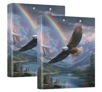 3 Ring Binder Flying Eagle A4 Binders with Clip Hold 200 Sheets with PVC Pockets Files Organisation for School Office Supplies 2 Pack
