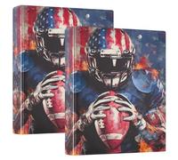 3 Ring Binder Football American A4 Binders with Clip Hold 200 Sheets with PVC Pockets Files Organisation for School Office Supplies 2 Pack