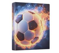 3 Ring Binder Football Flame A4 Binders with Clip Hold 200 Sheets with PVC Pockets Files Organisation for School Office 1 Pack