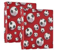 3 Ring Binder Football Red A4 Binders with Clip Hold 200 Sheets with PVC Pockets Files Organisation for School Office Supplies 2 Pack