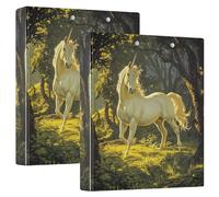 3 Ring Binder Forest Unicorn A4 Binders with Clip Hold 200 Sheets with PVC Pockets Files Organisation for School Office Supplies 2 Pack