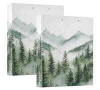 3 Ring Binder Forest Watercolour A4 Binders with Clip Hold 200 Sheets with PVC Pockets Files Organisation for School Office Supplies 2 Pack