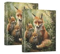 3 Ring Binder Fox in The Forest A4 Binders with Clip Hold 200 Sheets with PVC Pockets Files Organisation for School Office Supplies 2 Pack