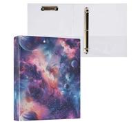 3 Ring Binder, Galaxy Starry Sky Planets Round Ring Binder 1.5 Inch View-Binders 200 Sheets A4 Paper Binder Organizer for Home School Office, 1 Pack