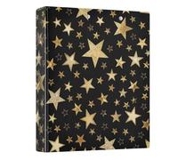 3 Ring Binder Gold Star Black 1.5 inch Binders Three Ring Binders with Clipboard Fit 8.5'' x 11'' Paper 3 Interior PVC Clear Pockets for Office Supplies