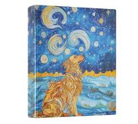 3 Ring Binder Golden Retriever Starry Night 1.5 inch Binders Three Ring Binders with Clipboard Fit 8.5'' x 11'' Paper 3 Interior PVC Clear Pockets for Office Supplies