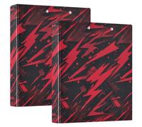 3 Ring Binder Graffiti Red Lightnings A4 Binders with Clip Hold 200 Sheets with PVC Pockets Files Organisation for School Office Supplies 2 Pack