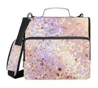 3 Ring Binder Holographic Leopard Print Ombre Copper 3 Ring Binder with Zipper and Strap Organizer for School Office