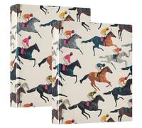 3 Ring Binder Horse Racing A4 Binders with Clip Hold 200 Sheets with PVC Pockets Files Organisation for School Office Supplies 2 Pack
