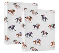 3 Ring Binder Horse Racing B A4 Binders with Clip Hold 200 Sheets with PVC Pockets Files Organisation for School Office Supplies 2 Pack