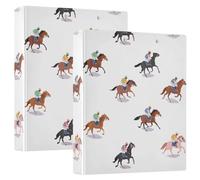 3 Ring Binder Horse Racing C A4 Binders with Clip Hold 200 Sheets with PVC Pockets Files Organisation for School Office Supplies 2 Pack