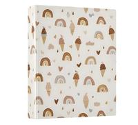 3 Ring Binder Ice Cream and Rainbows A4 Binders with Clip Hold 200 Sheets with PVC Pockets Files Organisation for School Office Supplies 1 Pack
