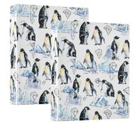 3 Ring Binder Iceberg Penguins A4 Binders with Clip Hold 200 Sheets with PVC Pockets Files Organisation for School Office Supplies 2 Pack