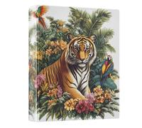 3 Ring Binder Jungle Tiger- A4 Binders with Clip Hold 200 Sheets with PVC Pockets Files Organisation for School Office Supplies 1 Pack