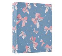 3 Ring Binder Light Blue Bow Star A4 Binders with Clip Hold 200 Sheets with PVC Pockets Files Organisation for School Office Supplies 1 Pack