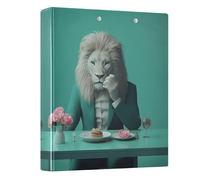 3 Ring Binder Lion Sitting Dining Table A4 Binders with Clip Hold 200 Sheets with PVC Pockets Files Organisation for School Office Supplies 1 Pack