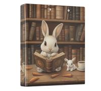 3 Ring Binder Little White Rabbit Bookstore A4 Binders with Clip Hold 200 Sheets with PVC Pockets Files Organisation for School Office Supplies 1 Pack