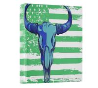 3 Ring Binder Long Horned Blue Bison Skull A4 Binders with Clip Hold 200 Sheets with PVC Pockets Files Organisation for School Office Supplies 1 Pack