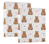 3 Ring Binder Love Capybara A4 Binders with Clip Hold 200 Sheets with PVC Pockets Files Organisation for School Office Supplies 2 Pack