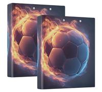 3 Ring Binder Neon Flame Football A4 Binders with Clip Hold 200 Sheets with PVC Pockets Files Organisation for School Office Supplies 2 Pack