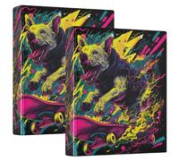 3 Ring Binder Neon Skateboard Dog Street Style A4 Binders with Clip Hold 200 Sheets with PVC Pockets Files Organisation for School Office Supplies 2 Pack