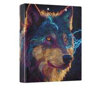 3 Ring Binder Neon Wolf A4 Binders with Clip Hold 200 Sheets with PVC Pockets Files Organisation for School Office Supplies 1 Pack