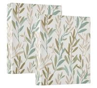 3 Ring Binder Olive Branch Leaves A4 Binders with Clip Hold 200 Sheets with PVC Pockets Files Organisation for School Office Supplies 2 Pack