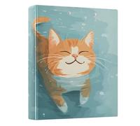 3 Ring Binder Orange Tabby Cat A4 Binders with Clip Hold 200 Sheets with PVC Pockets Files Organisation for School Office Supplies 1 Pack