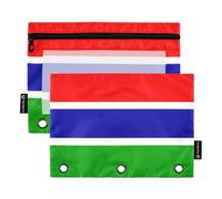 3 Ring Binder Organizer, Binder File Pouch 3 Ring Binder Pouches 2 Pack, Clear Visible Window Waterproof Pouch for Classroom Office National Flag of The Gambia
