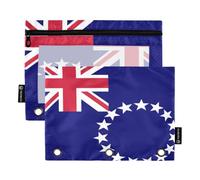 3 Ring Binder Organizer, Binder File Pouch 3 Ring Binder Pouches 2 Pack, Clear Visible Window Waterproof Pouch for Classroom Office Flag of The Cook Islands