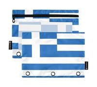 3 Ring Binder Organizer, Binder File Pouch 3 Ring Binder Pouches 2 Pack, Clear Visible Window Waterproof Pouch for Classroom Office National Flag of Greece