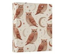 3 Ring Binder Owl and The Moon A4 Binders with Clip Hold 200 Sheets with PVC Pockets Files Organisation for School Office Supplies 1 Pack