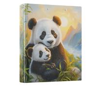 3 Ring Binder Panda in The Sunset A4 Binders with Clip Hold 200 Sheets with PVC Pockets Files Organisation for School Office Supplies 1 Pack