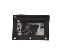 3 Ring Binder Pencil Case Double Zipper Pen Bag File Bag School Accessories for Students, black