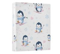 3 Ring Binder Penguin Skiing A4 Binders with Clip Hold 200 Sheets with PVC Pockets Files Organisation for School Office Supplies 1 Pack